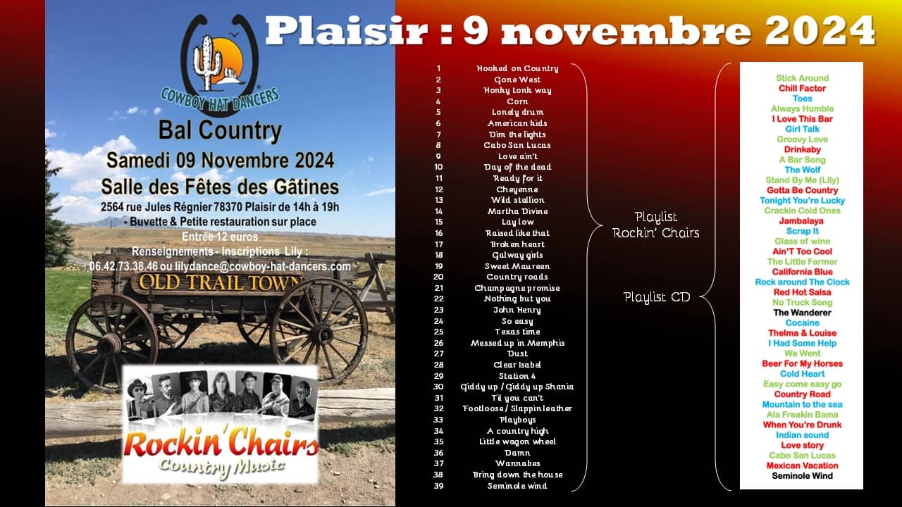 Prochain concert de Rockin' Chairs, groupe orchestre country