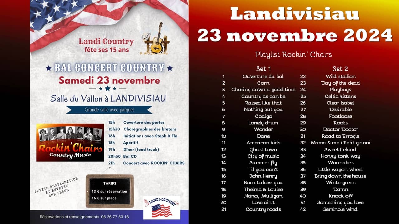 Prochain concert de Rockin' Chairs, groupe orchestre country